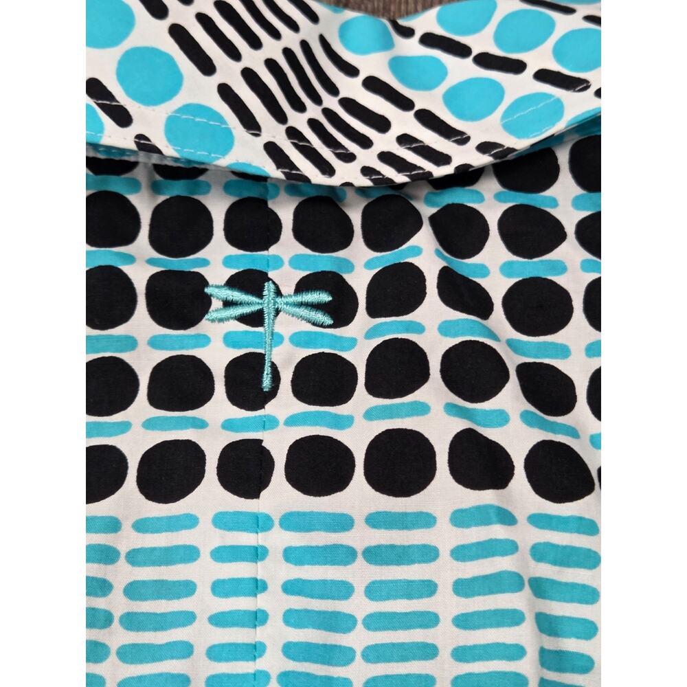 Tyler Boe Women's Fitted Button Long Sleeve Shirt Teal Black White Size Small - Picture 5 of 5